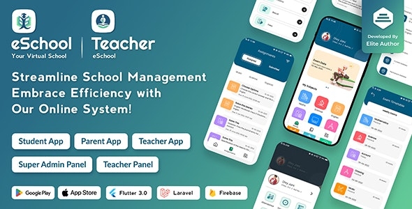 eSchool v2.0.2 - Virtual School Management System Flutter App with Laravel Admin Panel