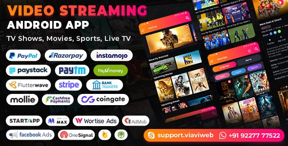 Video Streaming Android App (TV Shows, Movies, Sports, Videos Streaming, Live TV)