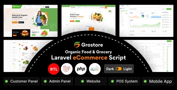 GroStore - Food & Grocery Laravel eCommerce with Admin Dashboard -