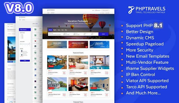 PHPTRAVELS v8.0 - PHP Booking Software