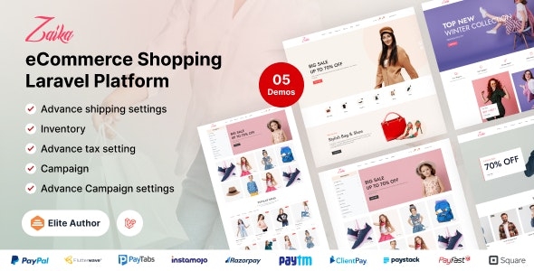 Zaika eCommerce CMS - Laravel eCommerce Shopping Platform V2.1.0