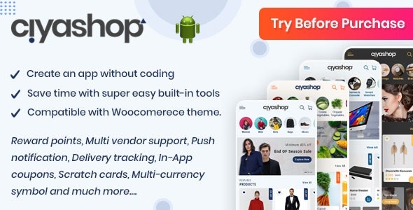 CiyaShop Native Android Application based on WooCommerce v5.14