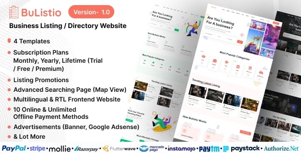 Bulistio - Business Listing / Directory Website (Subscription Based) v1.0