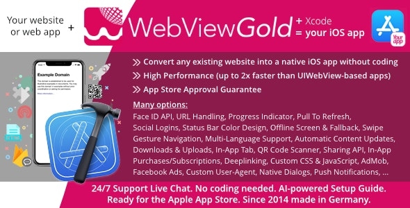 WebViewGold for iOS | Convert website to iOS app | No Code, Push, URL Handling & much more! v14.0