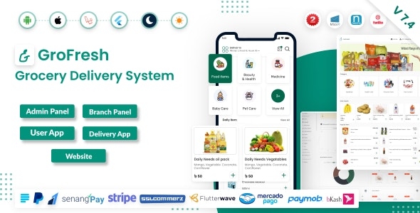 GroFresh - (Grocery, Pharmacy, eCommerce, Store) App and Web with Laravel Admin Panel + Delivery App v7.3