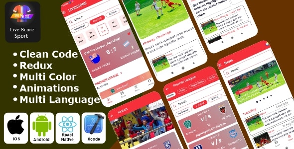 Live Score Sport App - Fantasy Sports App | Sport App React Native iOS/Android App Template