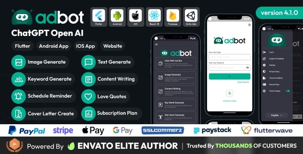 AdBot - ChatGPT Open AI Android and iOS App v4.1.0