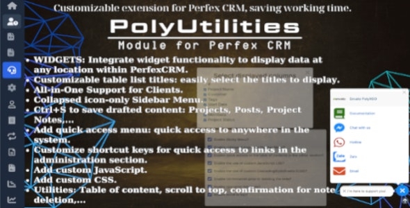 PolyUtilities for Perfex CRM: Quick Access Menu, Custom JS, CSS, and More v1.0.8