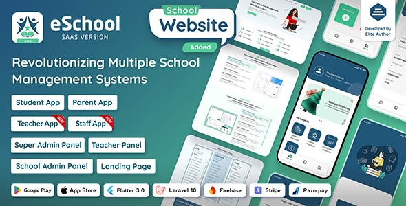 eSchool SaaS - School Management System with Student | Parents Flutter App | Laravel Admin v1.4.1